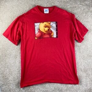 Disneyland Resort Winnie the Pooh Red Graphic T-Shirt Mens Large Vintage Style
